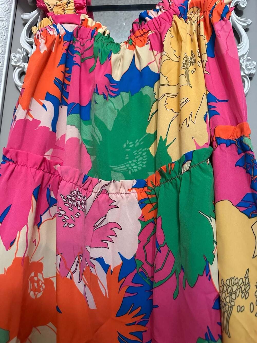 Umgee USA Floral Tiered Ruffle Strap Midi Dress Size L - Picture 3 of 8
